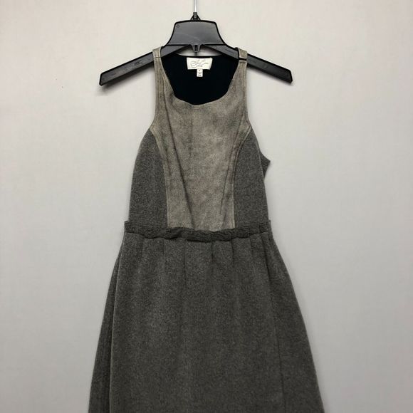 Joy Cioci Women Sleeveless Taylor Dress Merino Wool Leather Size 6 Gray B209 -27 - Picture 9 of 13
